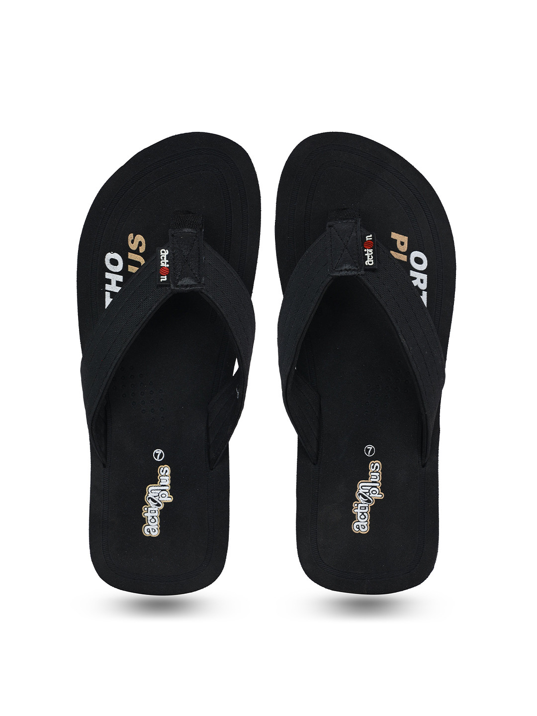 

Action EVA Flotter Men Printed Rubber Thong Flip-Flops, Black