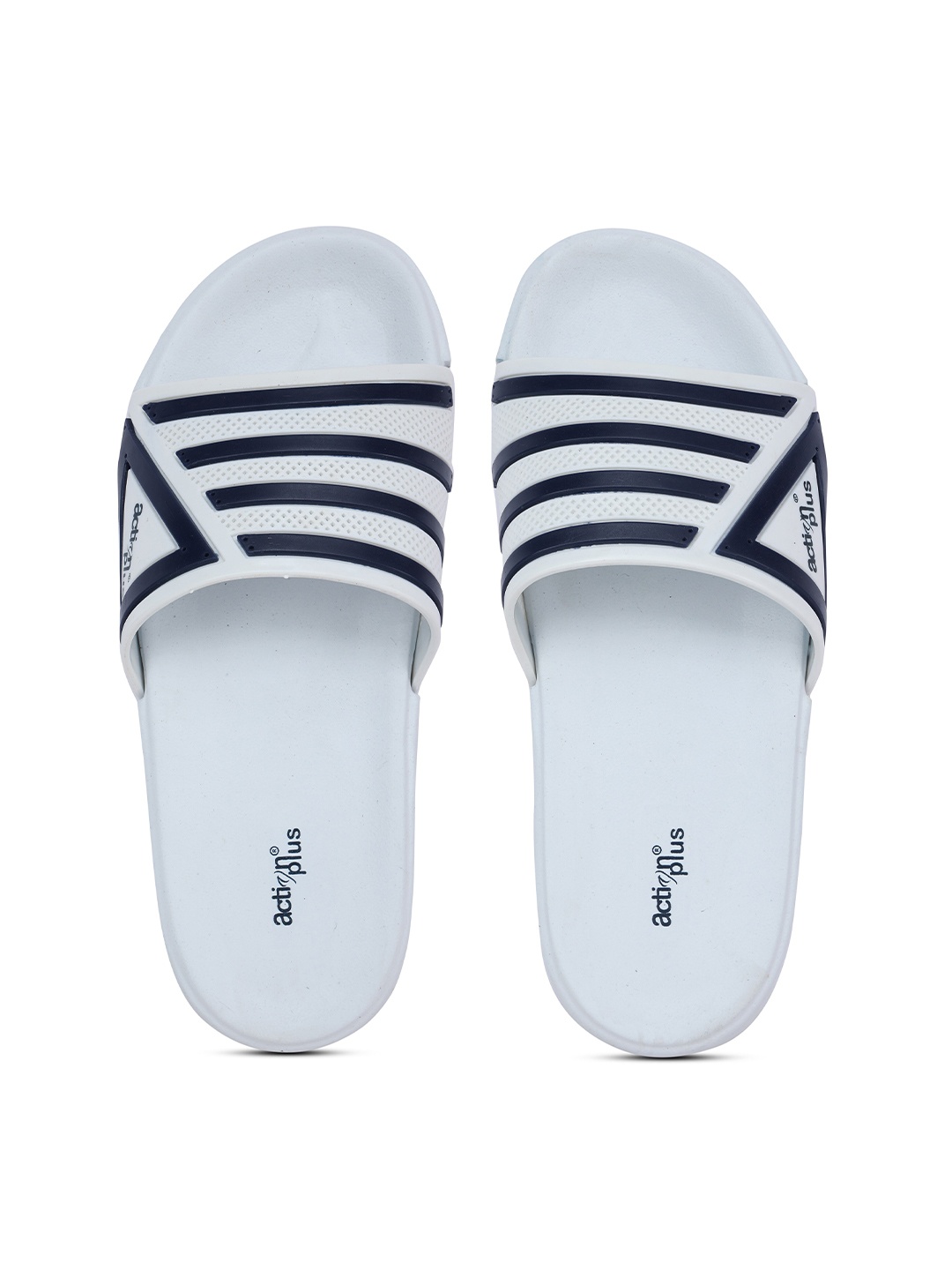 

Action EVA Flotter Men Striped Rubber Sliders, White