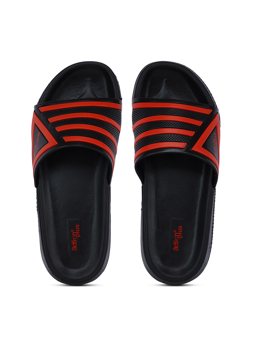 

Action EVA Flotter Men Striped Rubber Sliders, Black