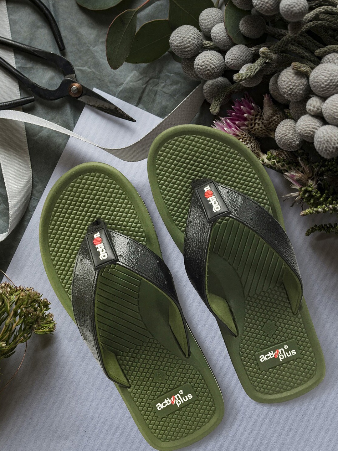

Action EVA Flotter Men Rubber Thong Flip-Flops, Green