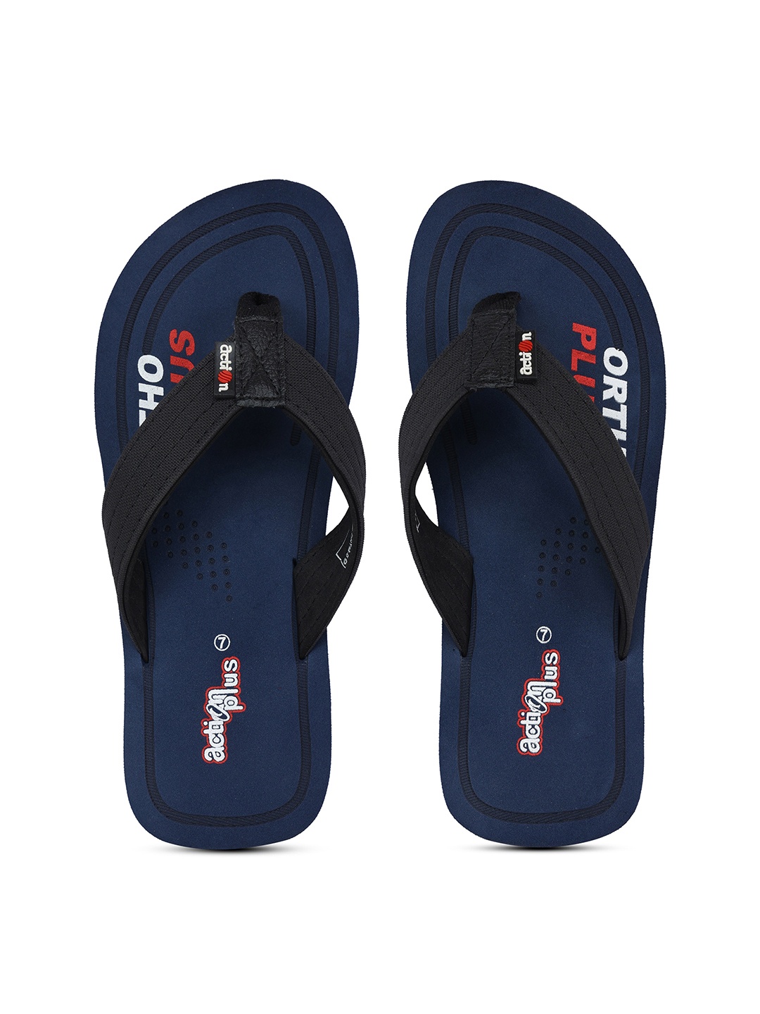 

Action EVA Flotter Men Printed Rubber Thong Flip-Flops, Navy blue