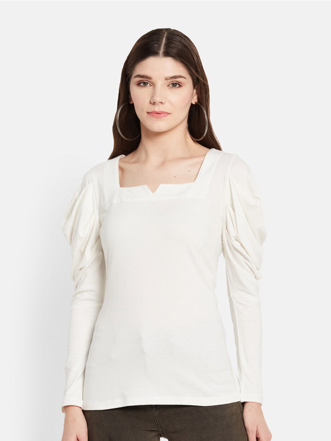 

UNMADE Square Neck Puffed Sleeve Top, Off white