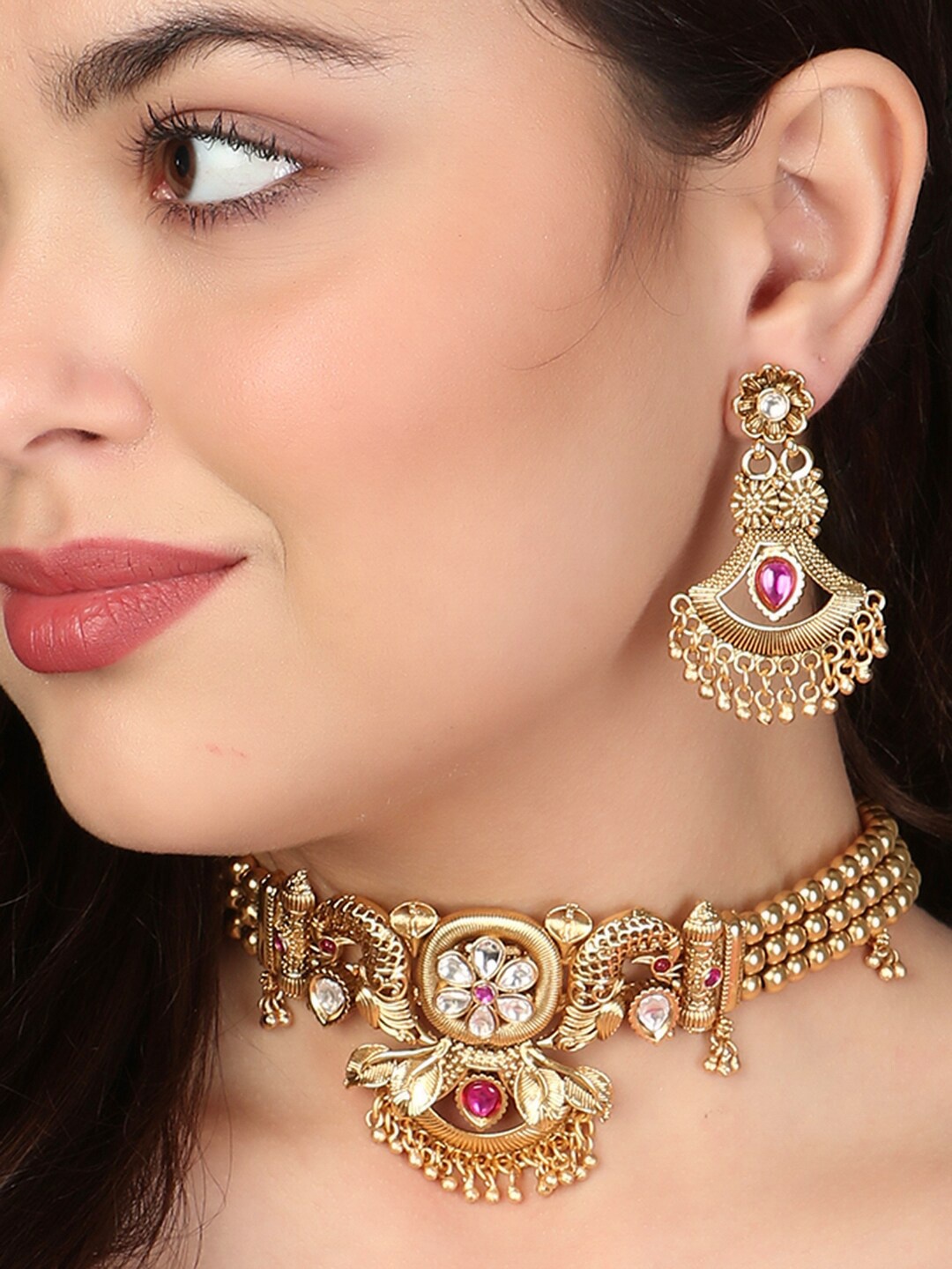 

Adwitiya Collection Gold-Plated Jewellery Set