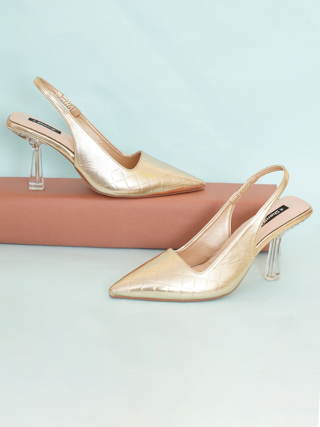 

Sherrif Shoes Pointed Toe Stiletto Pumps, Gold