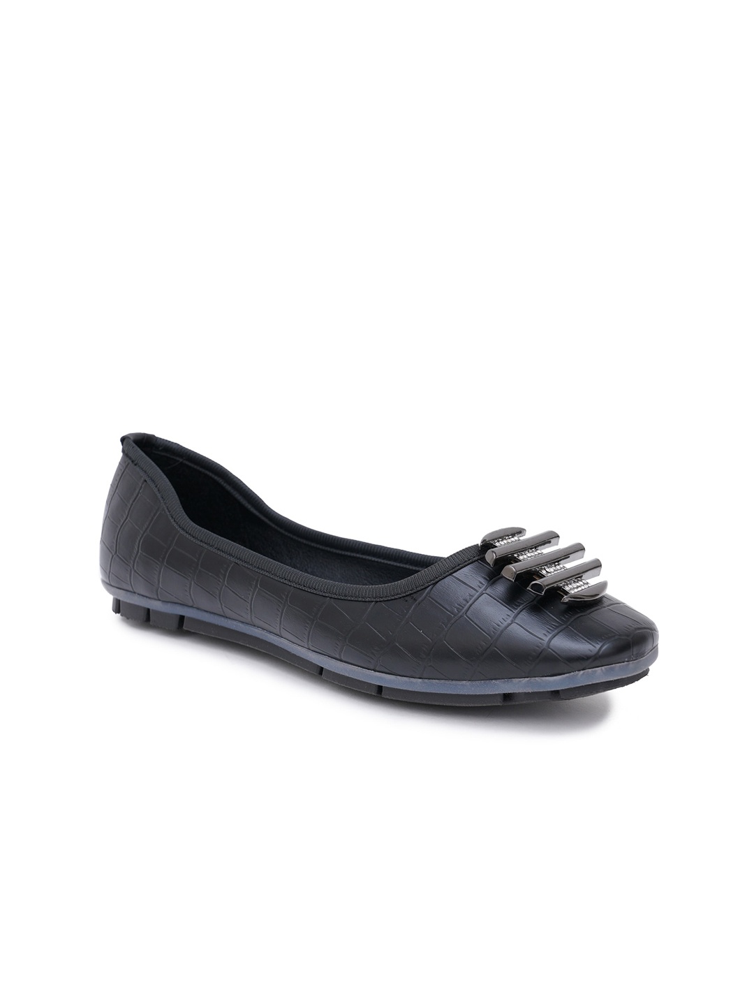 

Sherrif Shoes Women Textured Ballerinas, Black