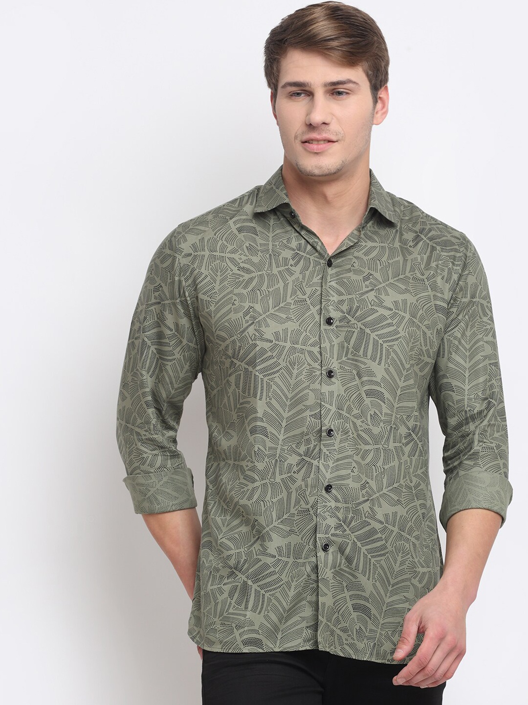 

Ennoble Men Floral Printed Casual Shirt, Green