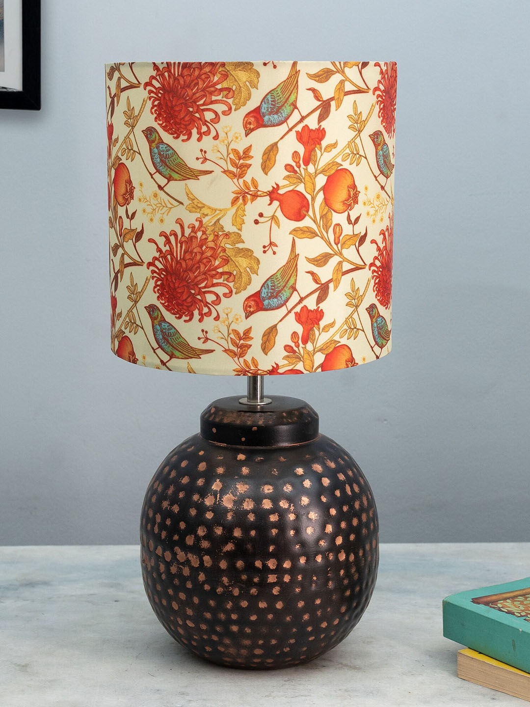 

Homesake Ginger Jar Beige & Red Printed Metal Table Lamp