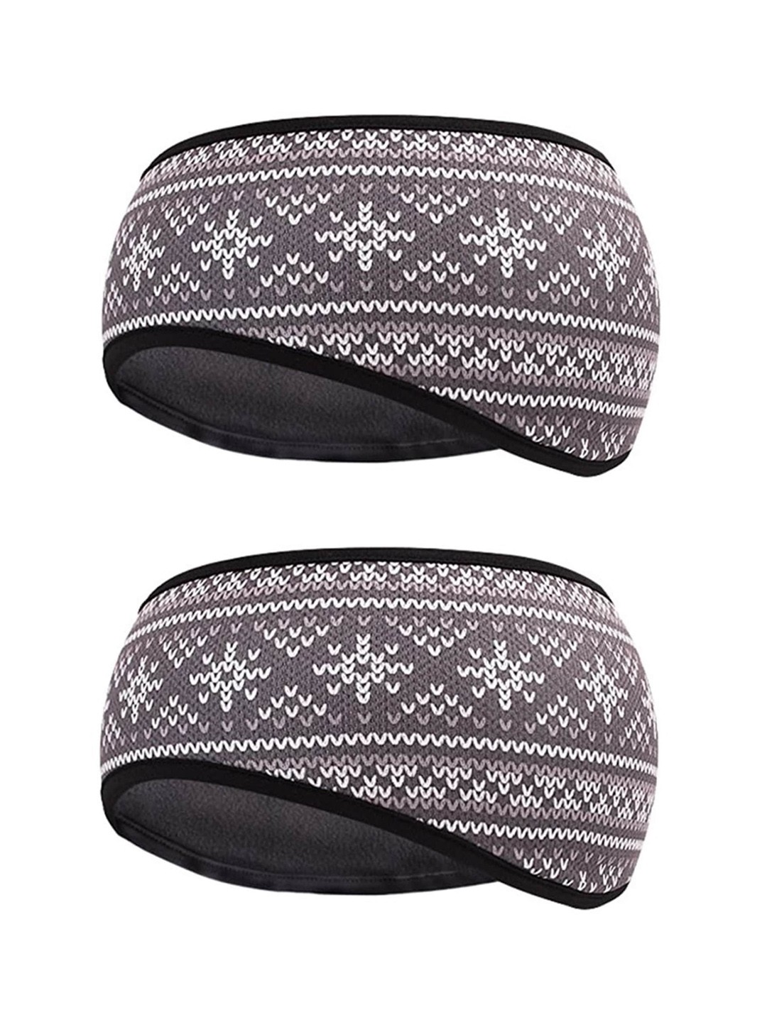 

EL REGALO Pack of 2 Printed Ear Warmer Headband, Grey