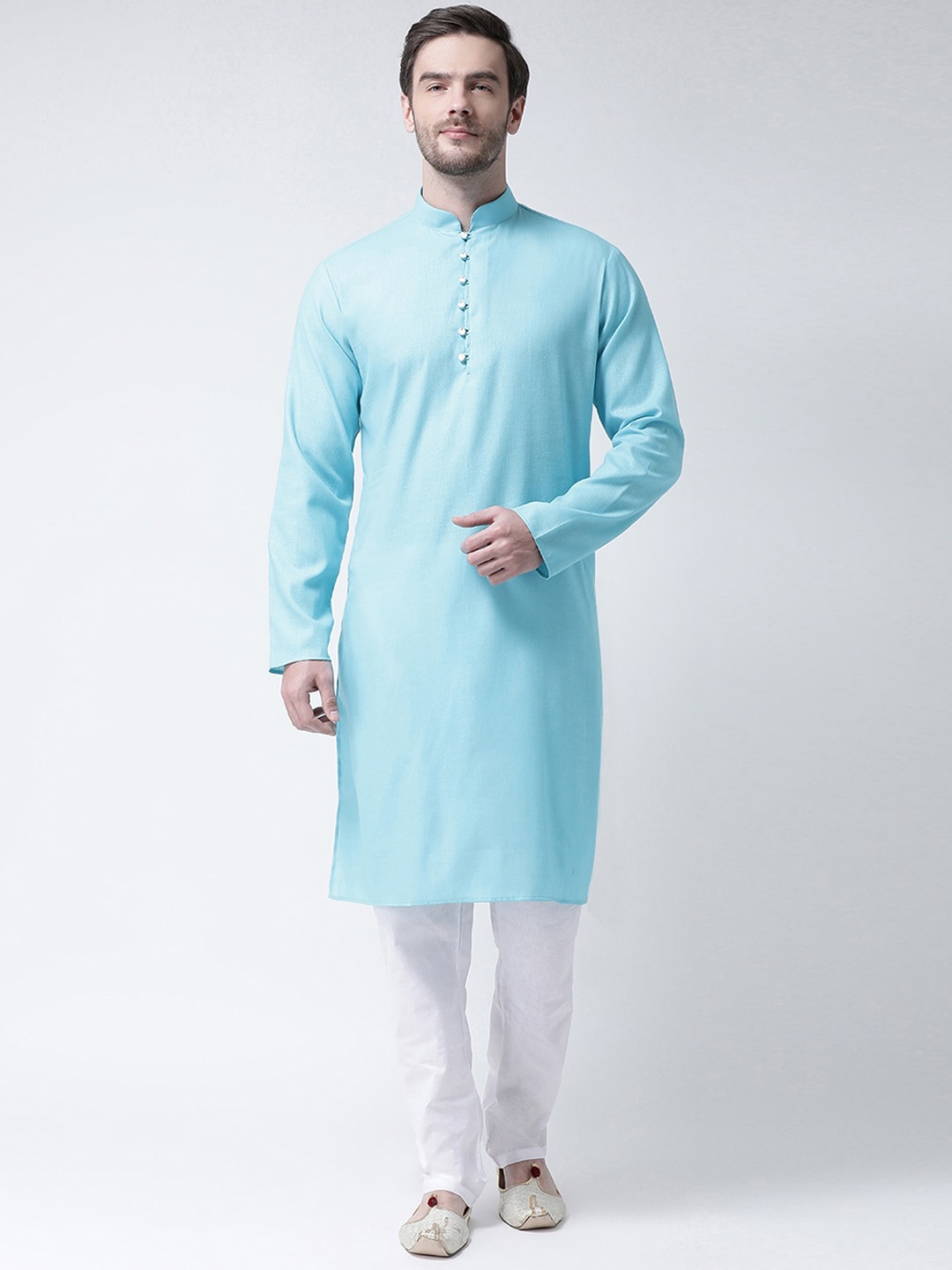 

SG LEMAN Men Plus Size Kurta with Pyjamas, Turquoise blue