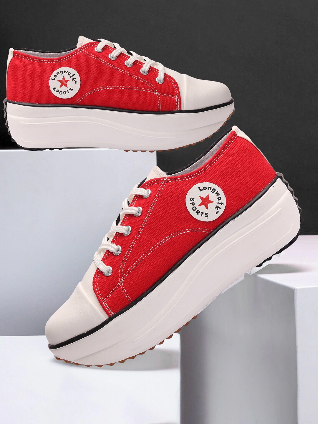 

Longwalk Women Colourblocked Lightweight Sneakers, Red
