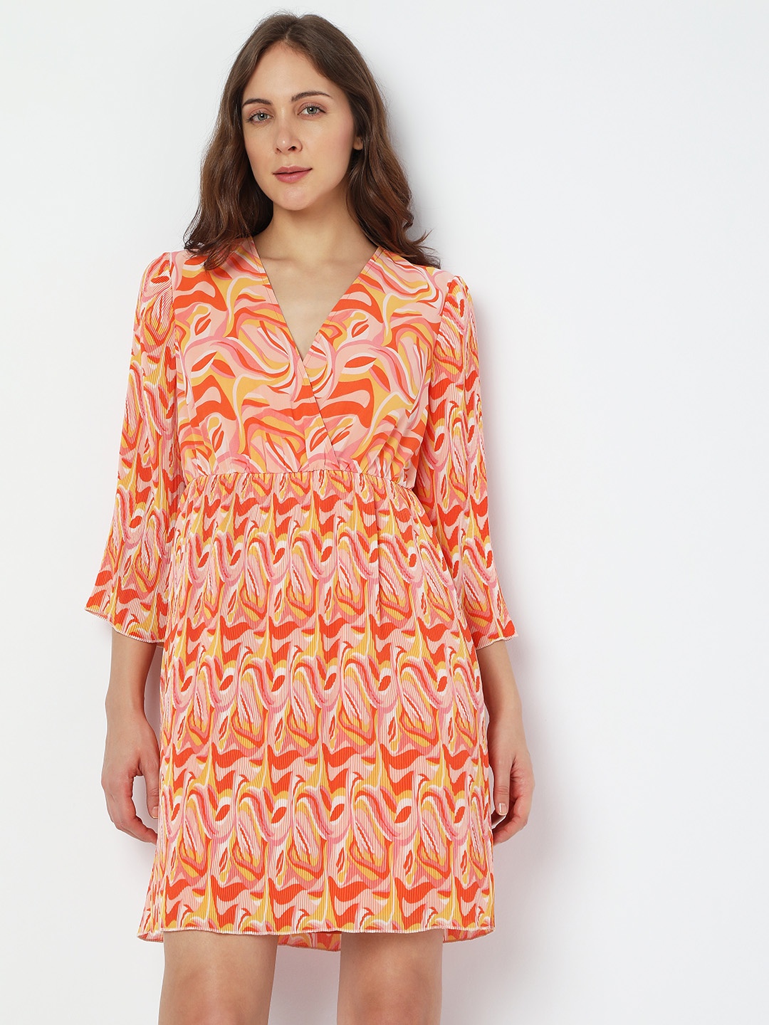 

Vero Moda V-Neck Printed Dress, Orange