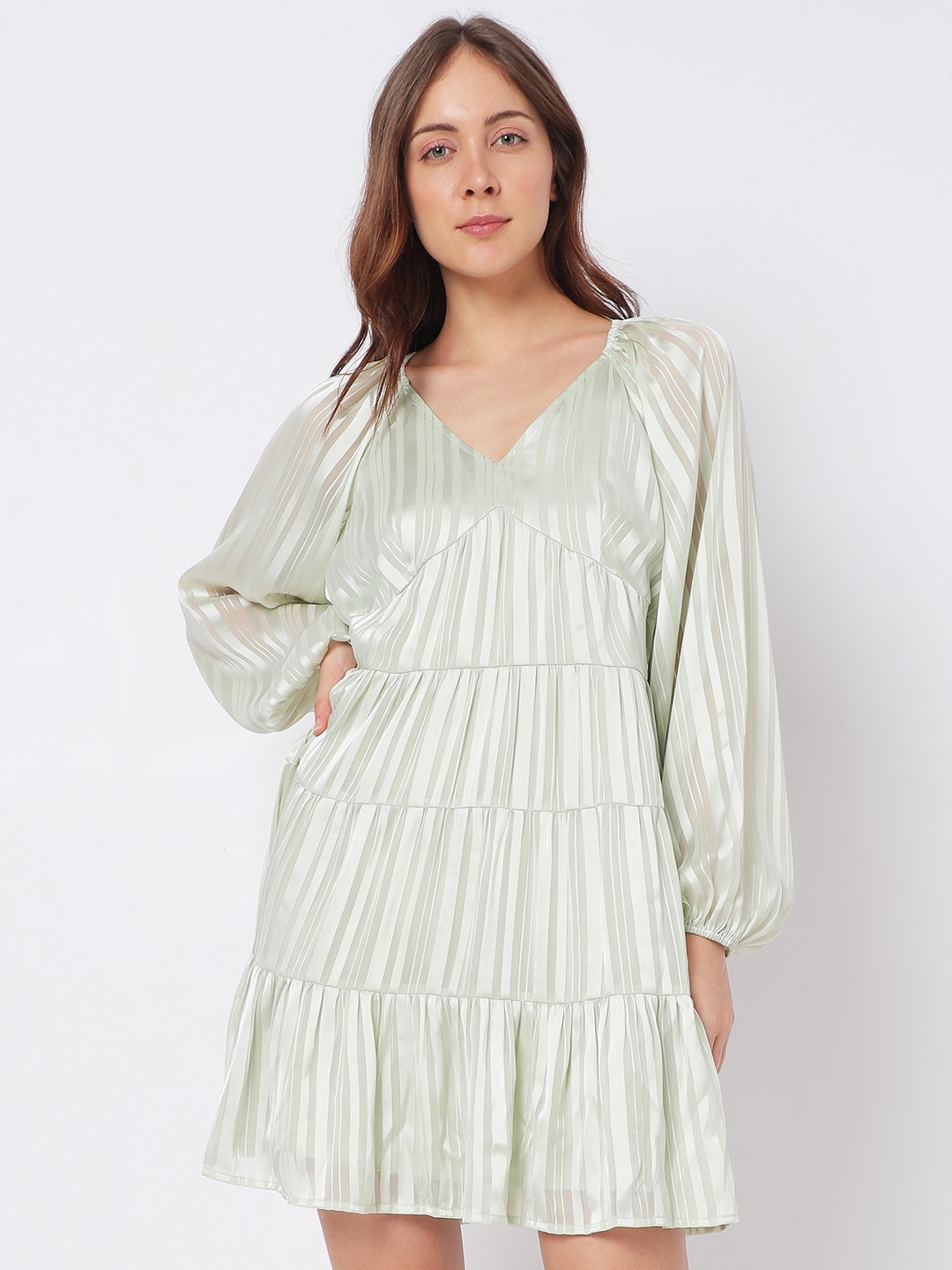 

Vero Moda Striped A-Line Dress, Green