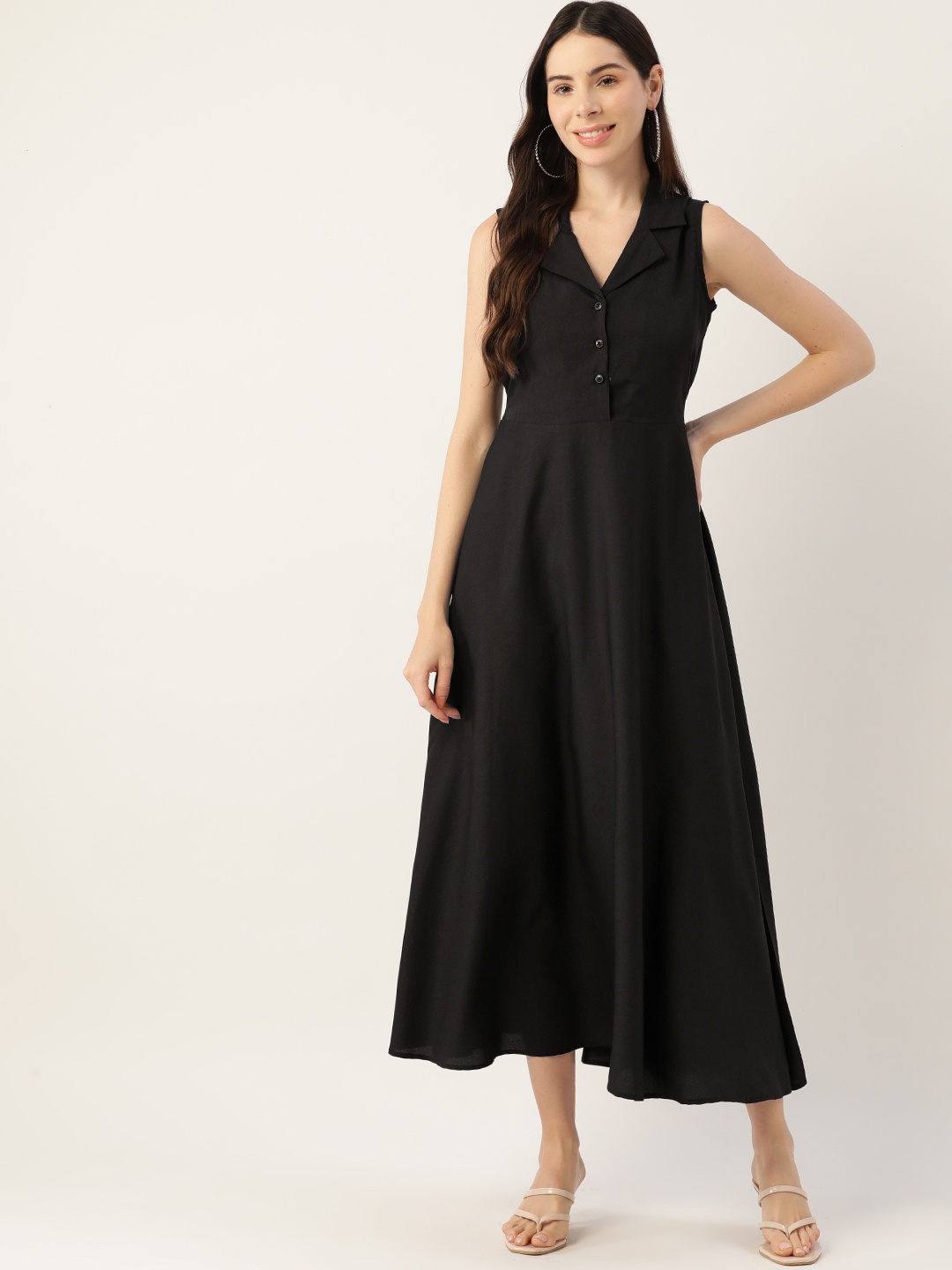 

Deewa Black Georgette A-Line Maxi Dress