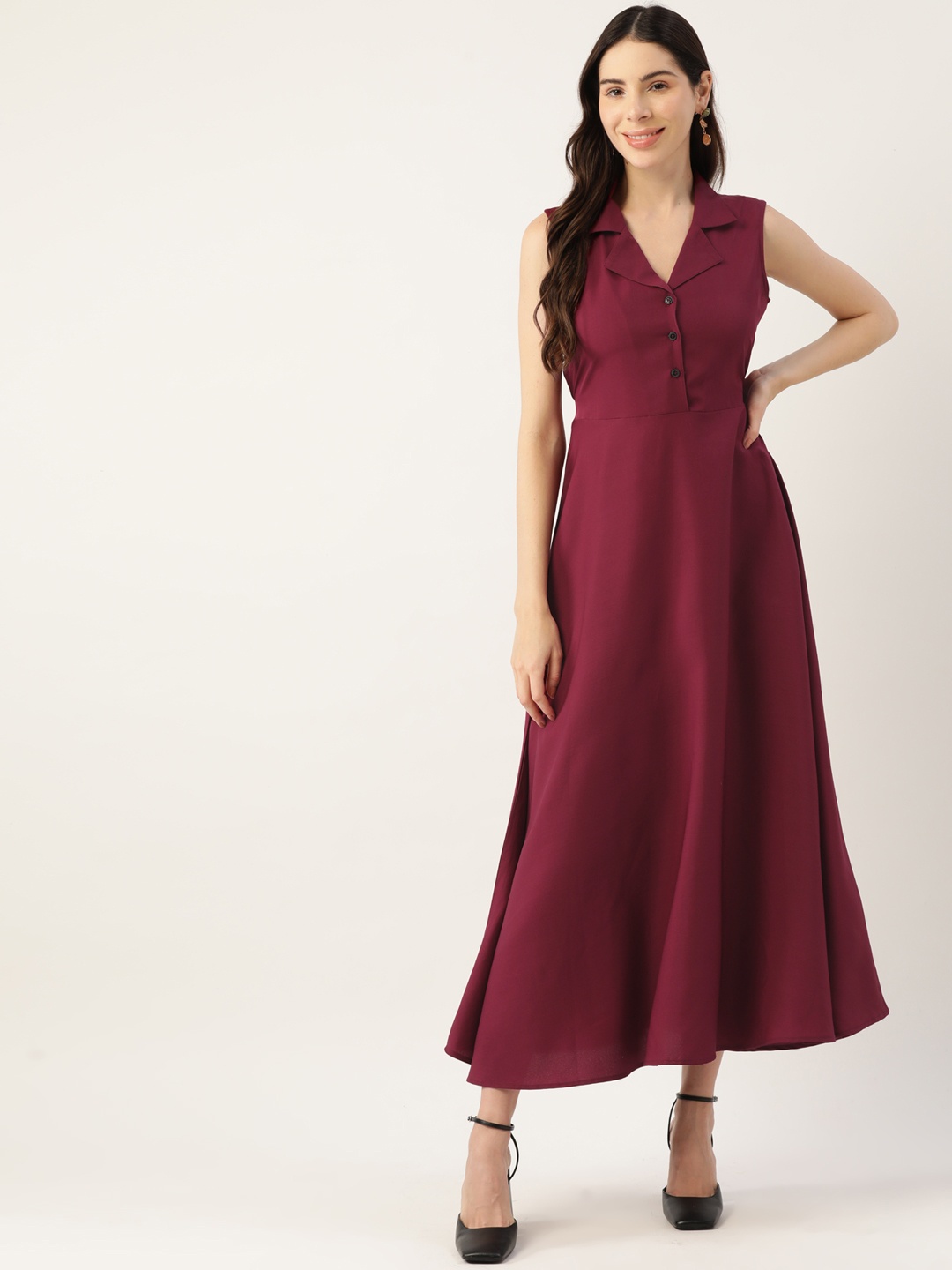 

Deewa Maroon Georgette A-Line Maxi Dress