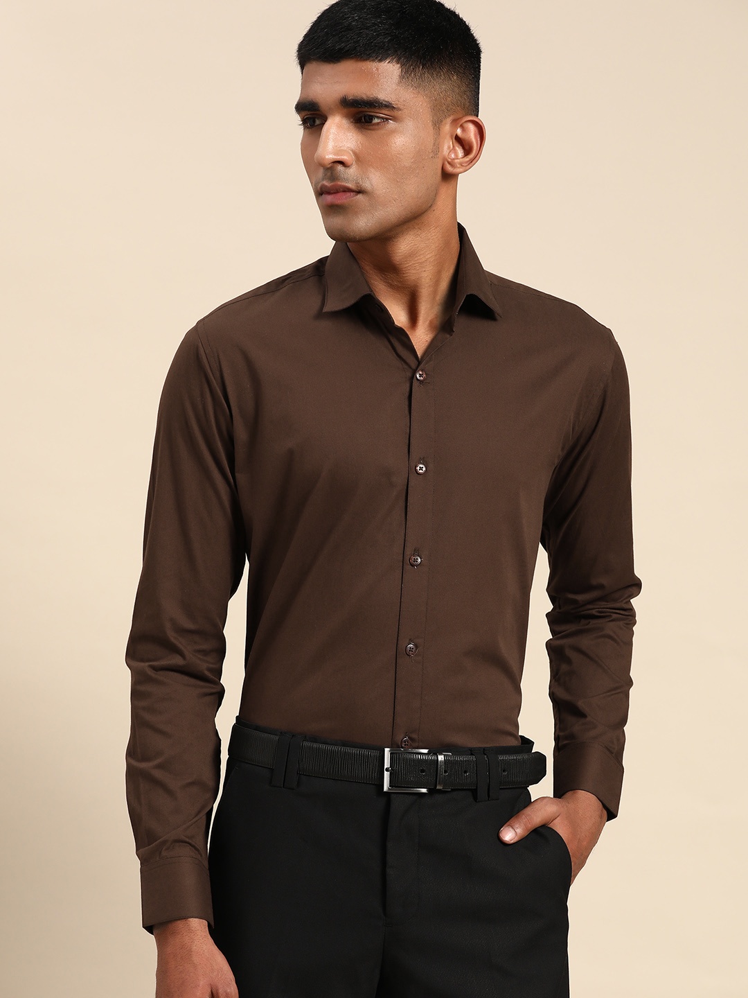 

Molly & Michel Men Slim Fit Formal Shirt, Brown