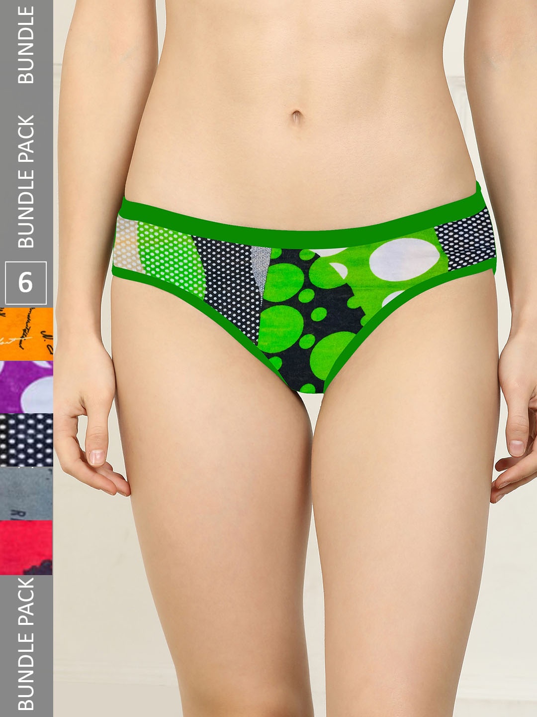 

AROUSY Women Pack Of 6 Printed Hipster Briefs, Yellow