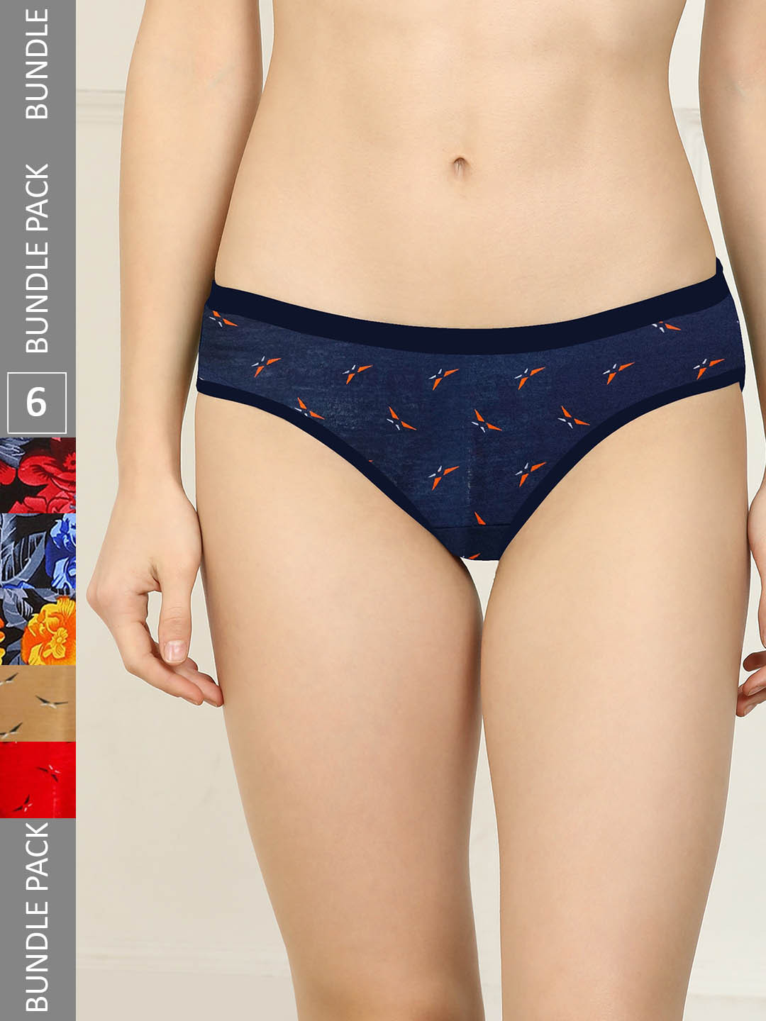 

AROUSY Women Pack Of 6 Floral Print Hipster Briefs, Red