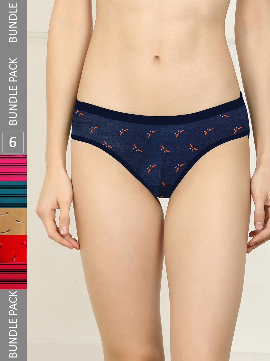

AROUSY Women Pack Of 6 Printed Hipster Briefs, Red