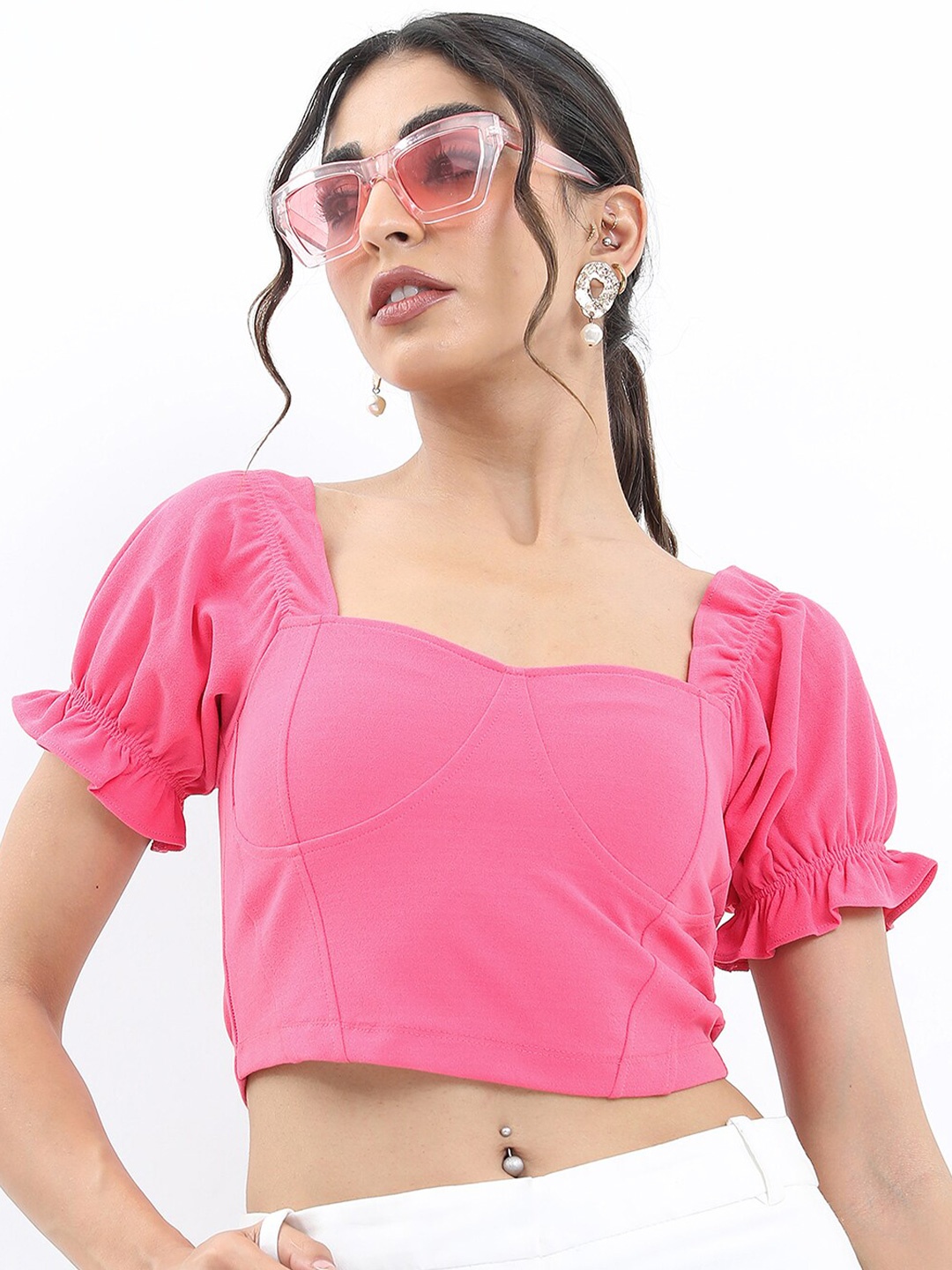 

KETCH Sweetheart Neck Crop Top, Pink