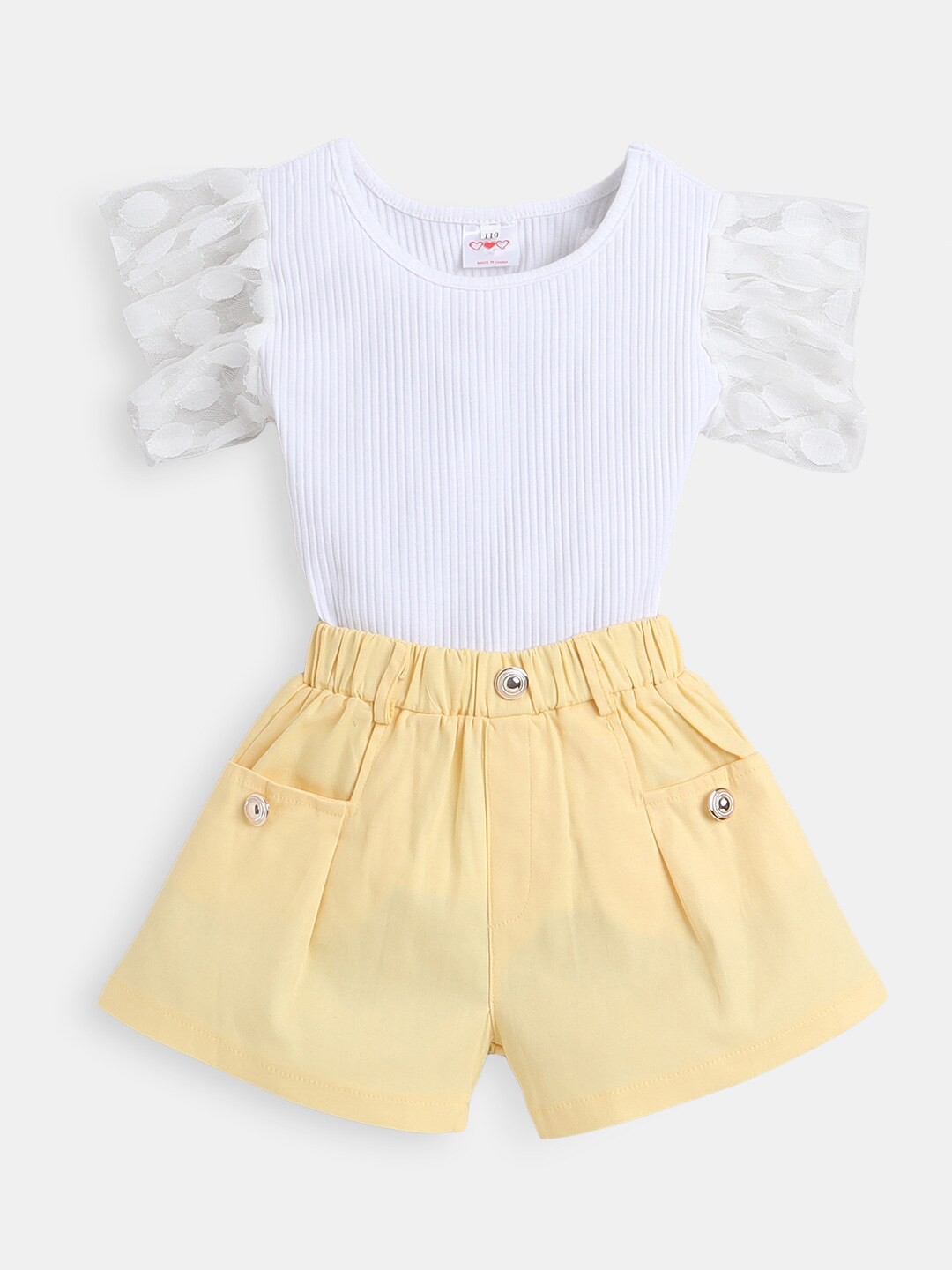 

Hopscotch Girls Pure Cotton Top with Shorts, White
