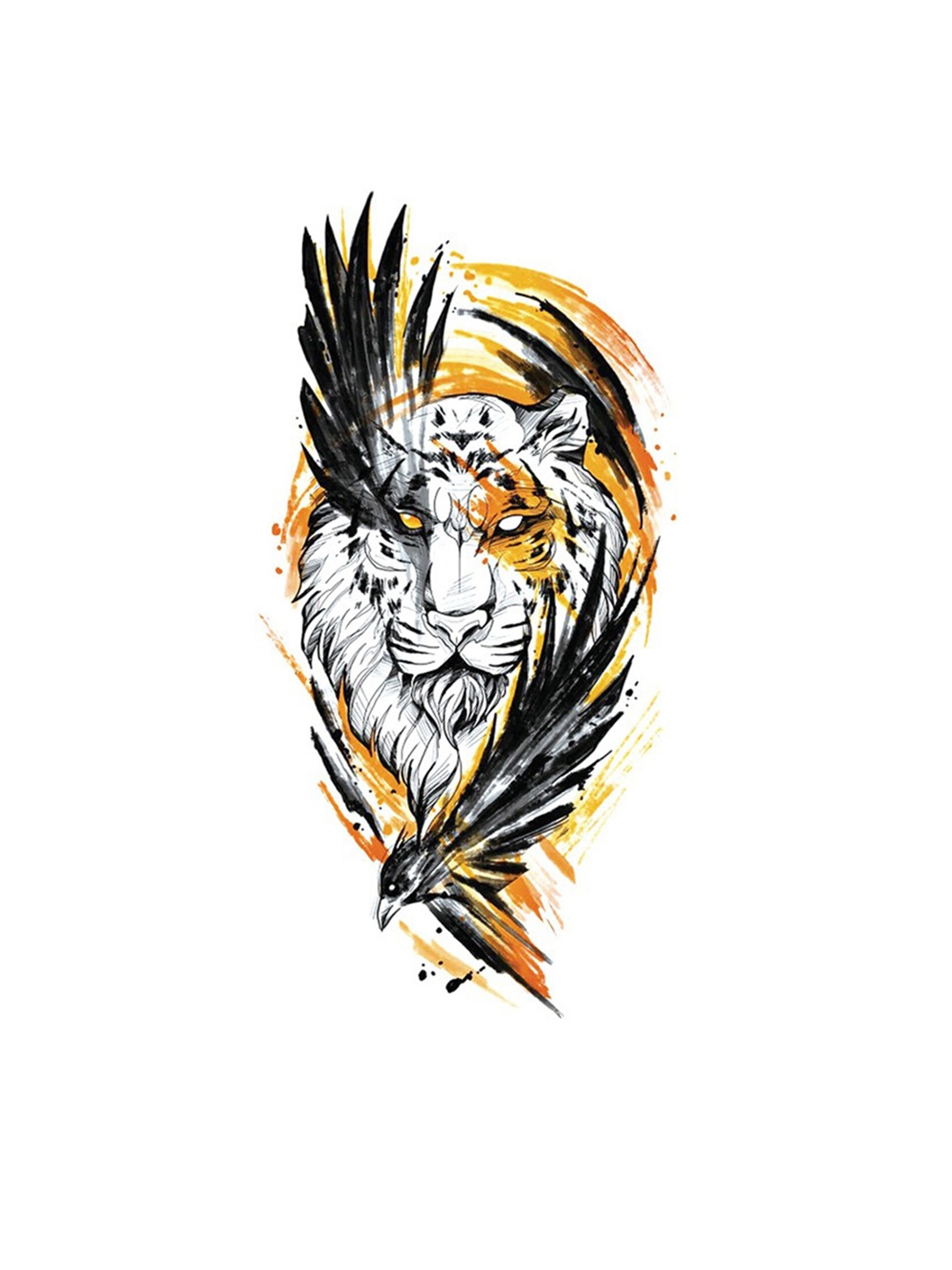 

S.A.V.I. Tiger Pattern Water Proof & Long Lasting Temporary Tattoo Sticker- Yellow & Black