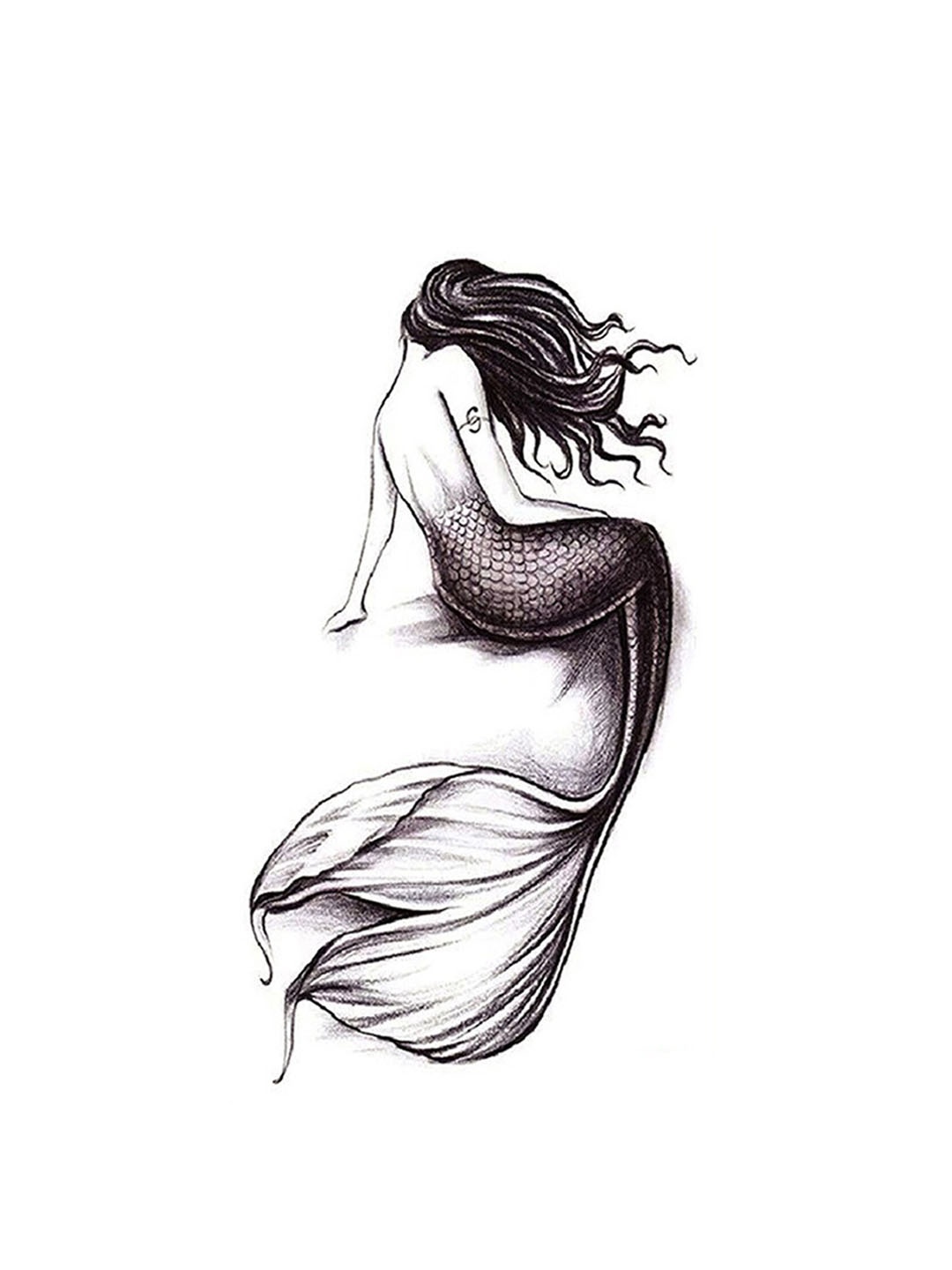 

S.A.V.I. Sea Mermaid Water Proof & Long Lasting Temporary Tattoo Sticker - Black