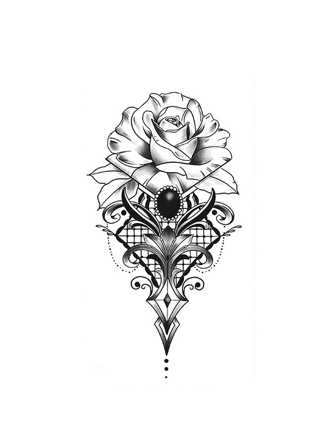 

S.A.V.I. Big Flower Diamond Water Proof & Long Lasting Temporary Tattoo Sticker - Black