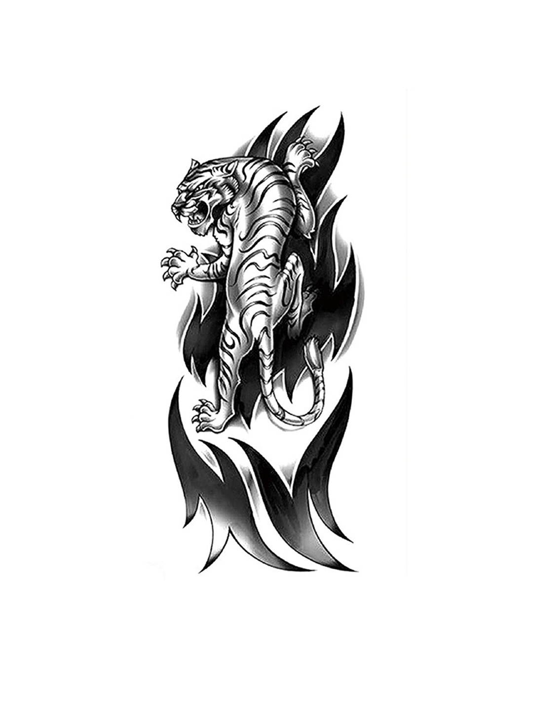 

S.A.V.I. Black Angry Roaring Tiger Pattern Temporary Tattoo Stickers