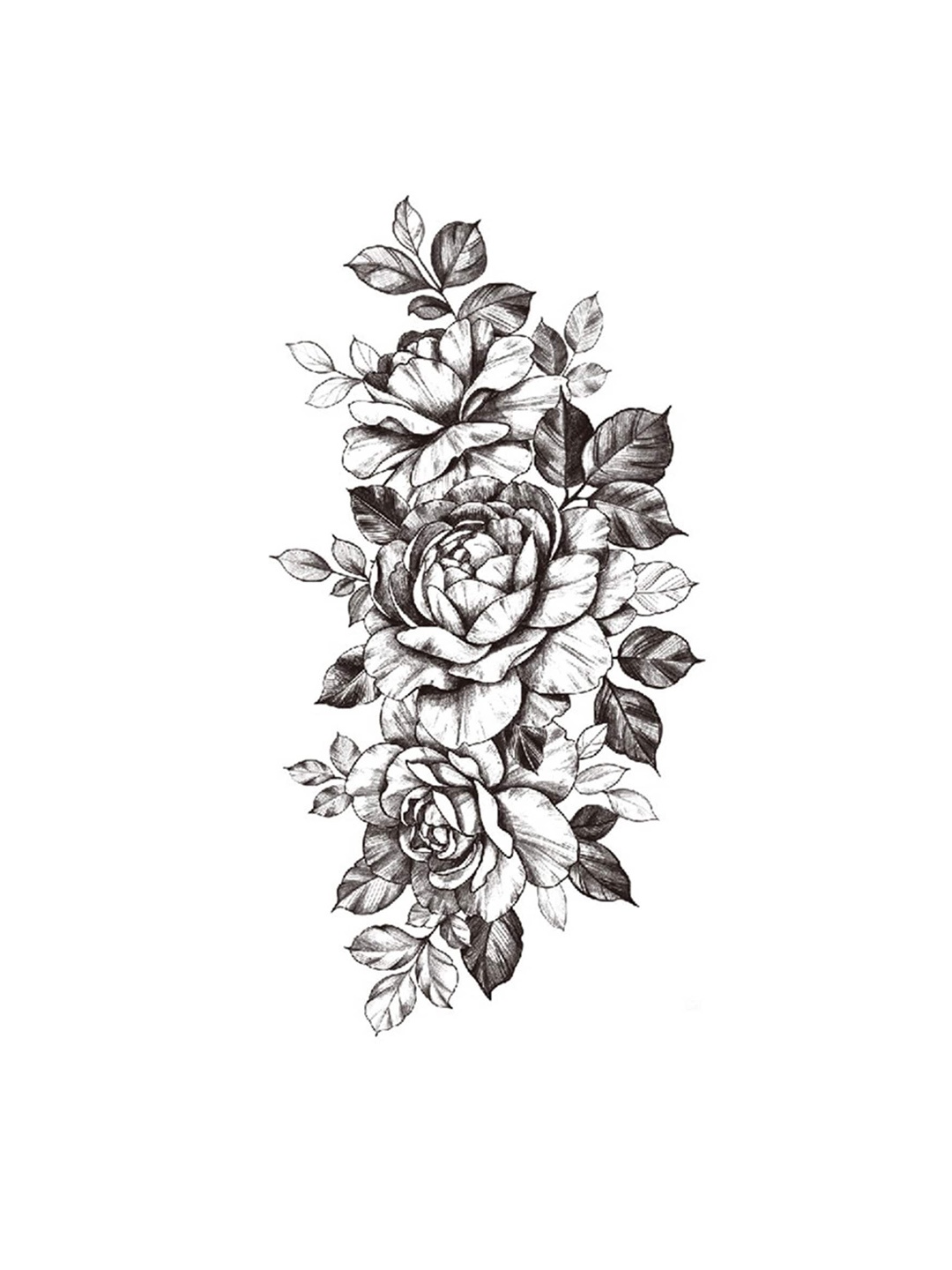 

S.A.V.I. Flowers Leaves Tattoo Pattern Temporary Tattoo Stickers, Black