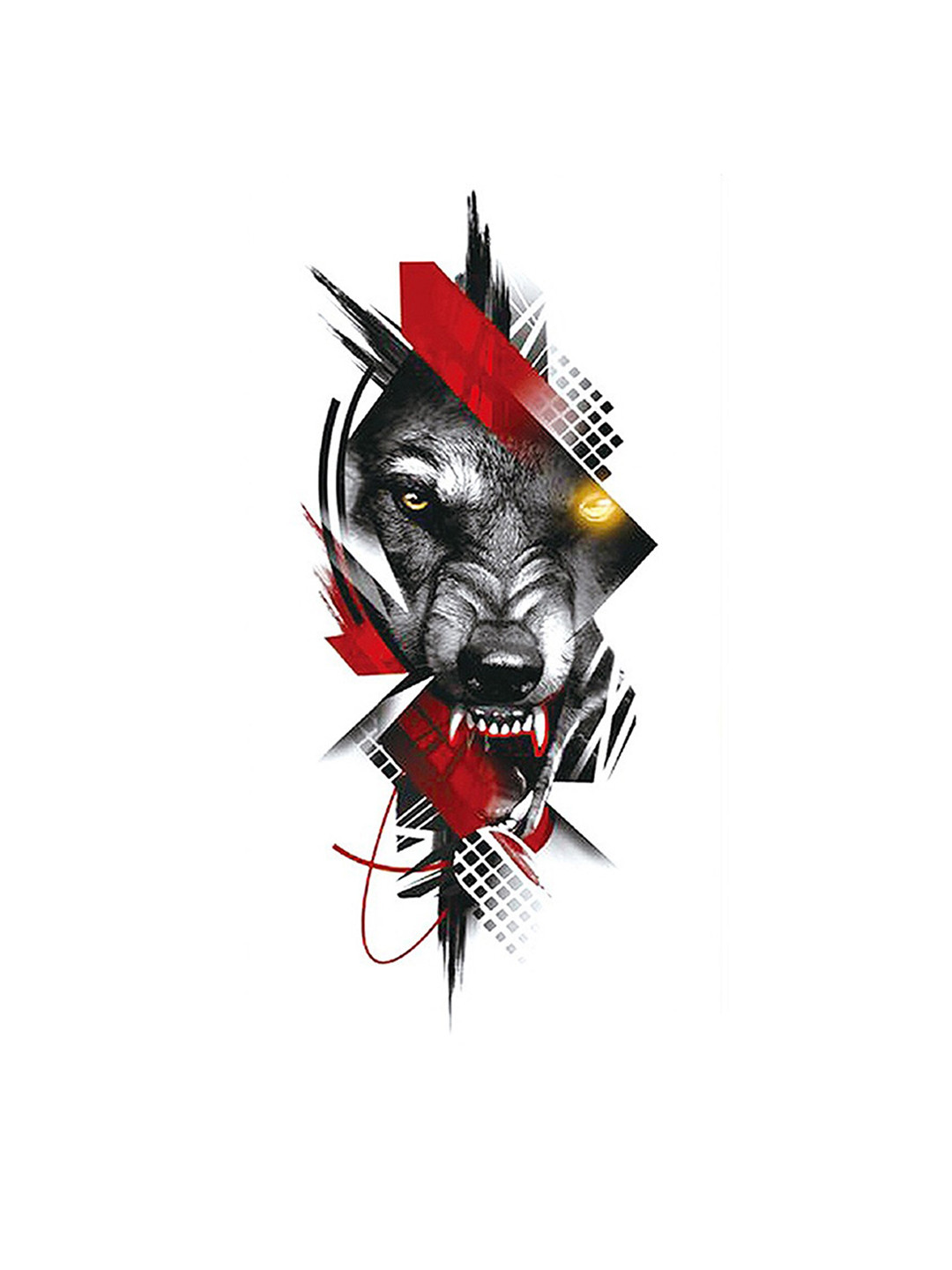 

S.A.V.I. Bloody Angry Wolf Face Temporary Tattoo Stickers, Black
