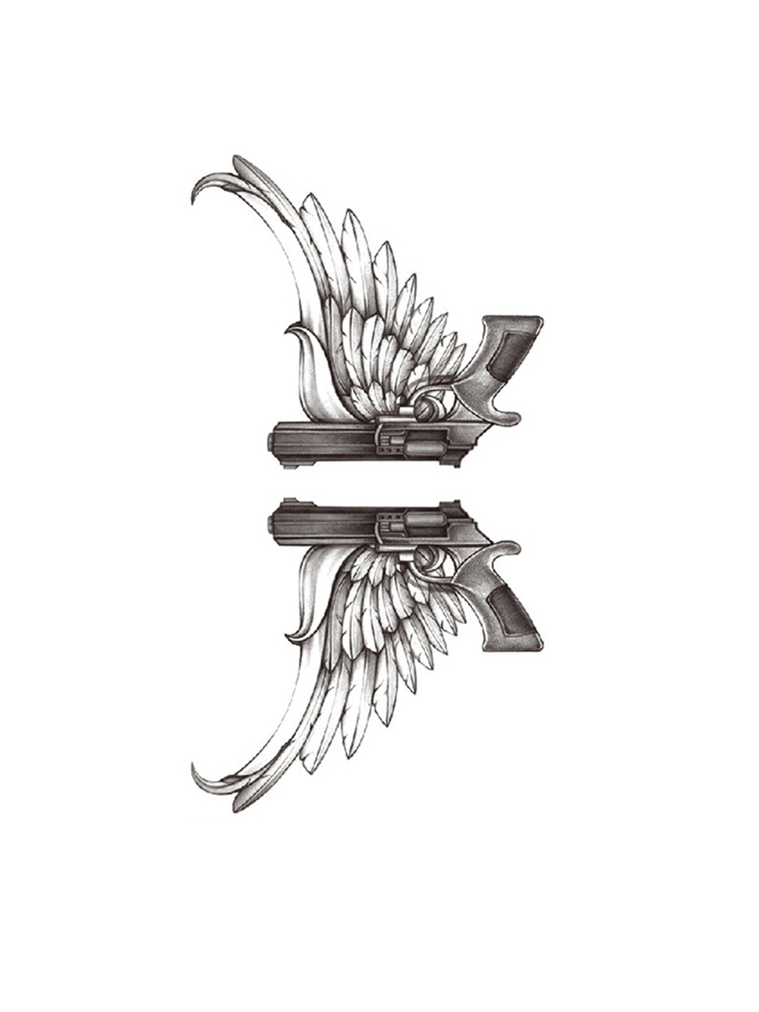 

S.A.V.I. Guns with Wings Pattern Temporary Tattoo Stickers, Black