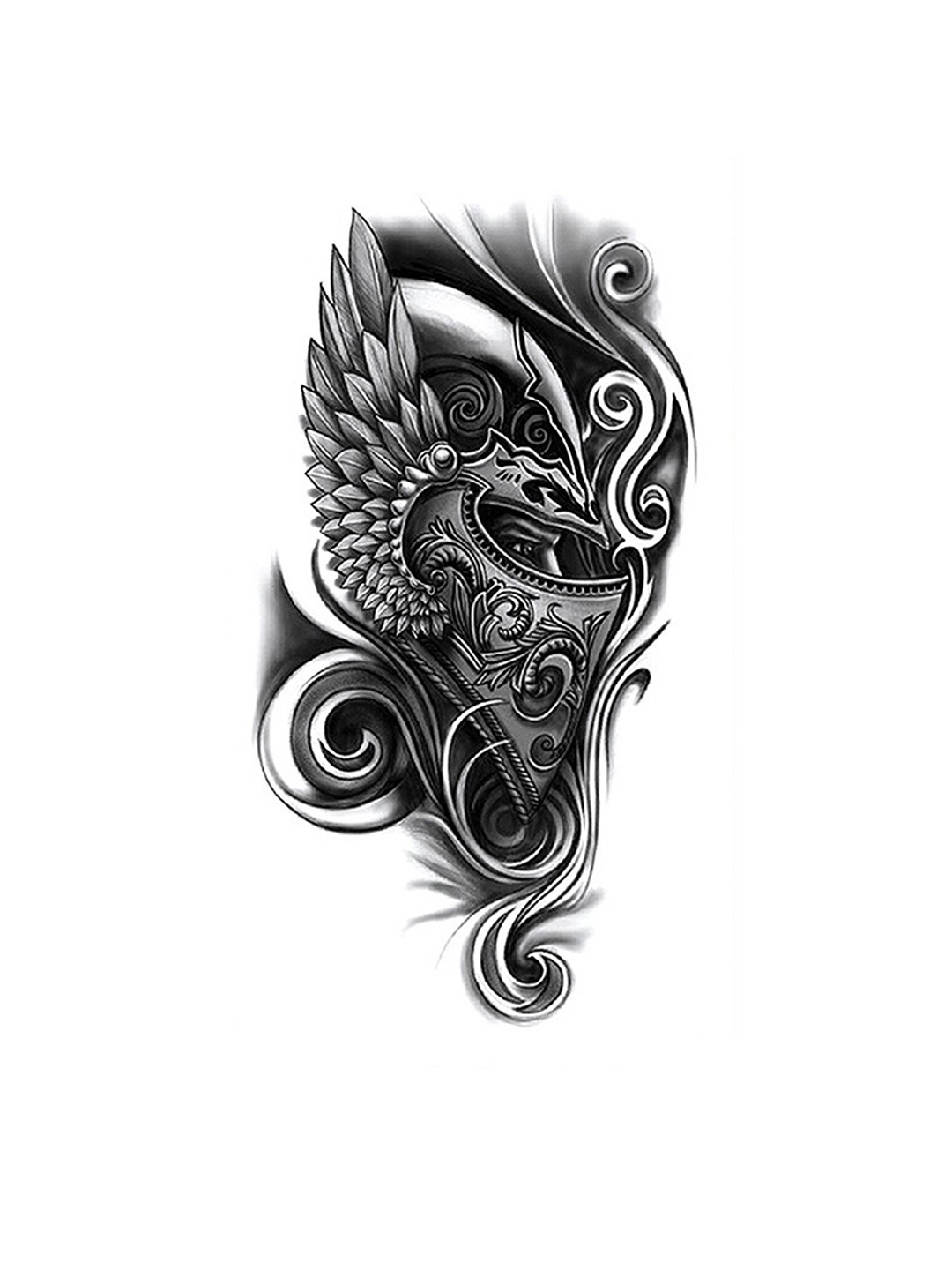 

S.A.V.I. Masked Man Armor Helmet Pattern Temporary Tattoo Stickers, Black