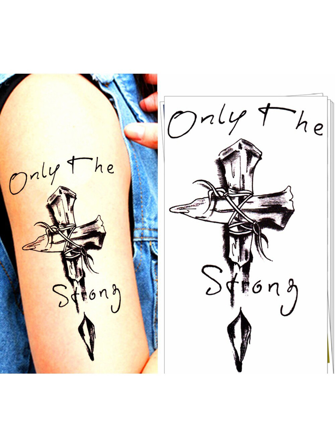 

S.A.V.I. 3D Cross Sign Water Proof & Long Lasting Temporary Tattoo Sticker - Black