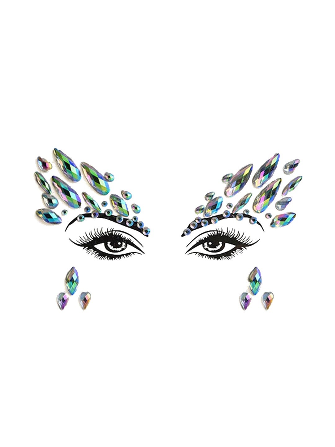 

S.A.V.I. 3D Face Gems Crystal Stickers Rave Eyes Decoration Self-Adhesive Stickers, Blue