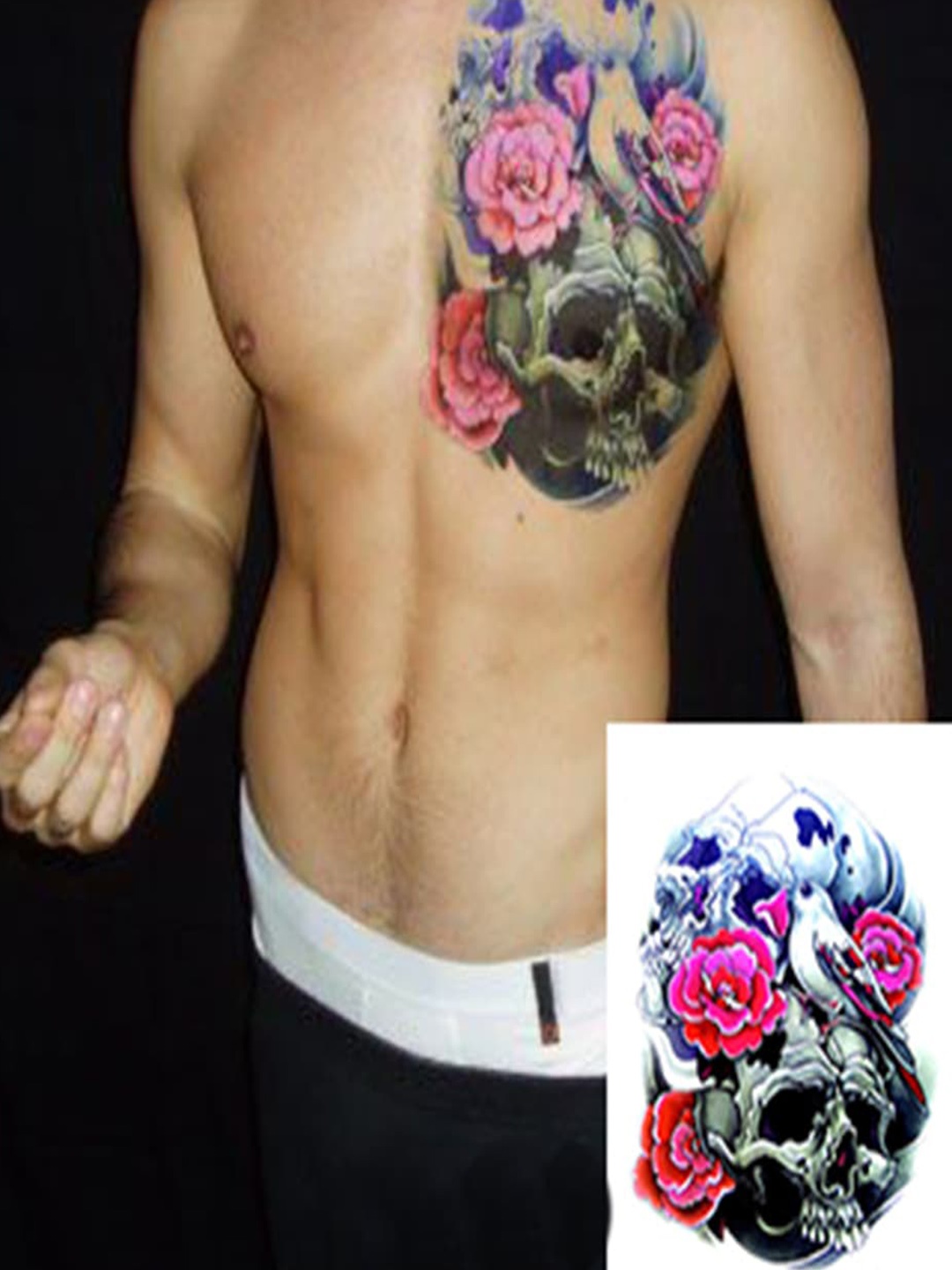 

S.A.V.I. 3D Skull Temporary Tattoo Stickers, Black