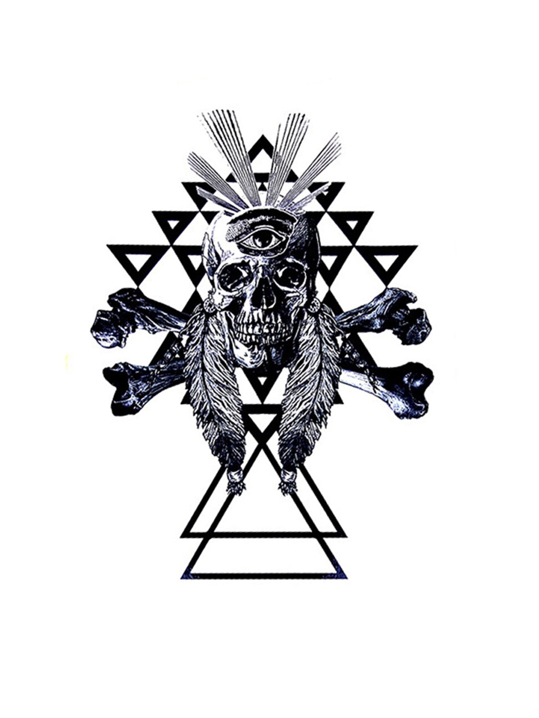 

S.A.V.I. 3D Black Skull Face Water Proof & Long Lasting Temporary Tattoo Sticker - Black