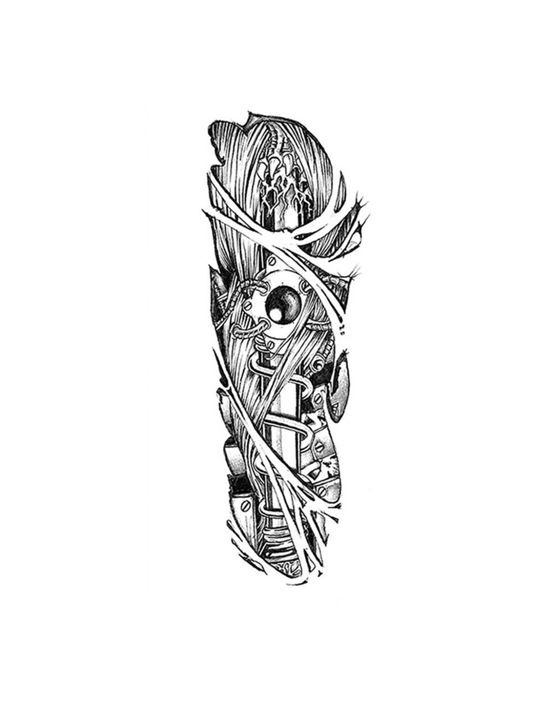 

S.A.V.I. Full Arm Hand Big 3D Temporary Tattoo Sticker, Black
