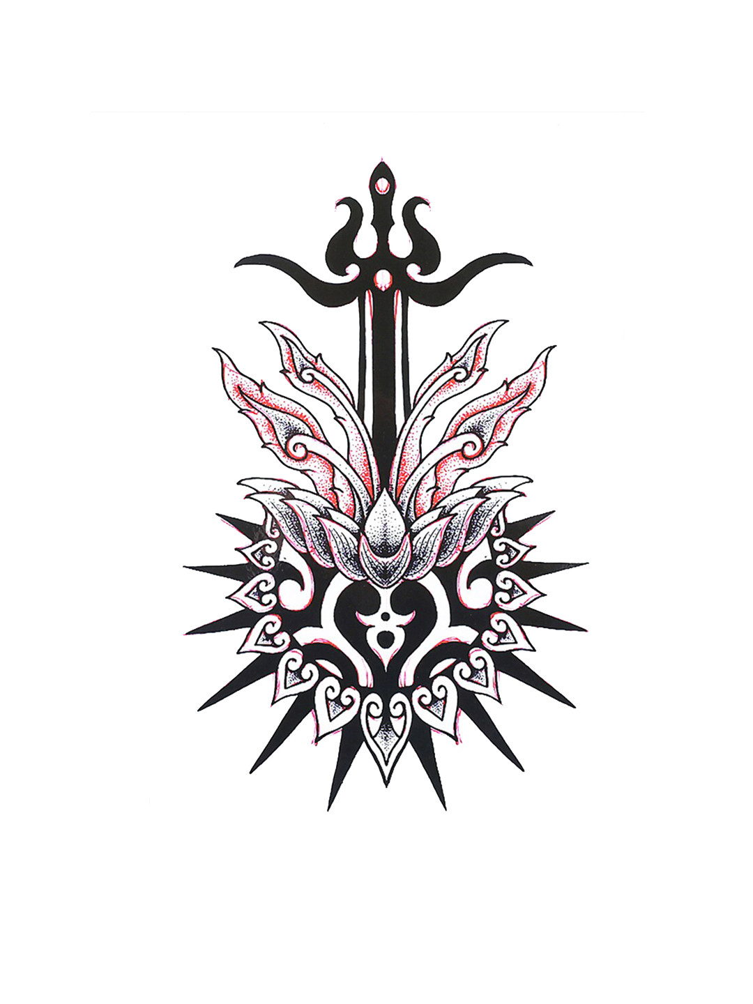 

S.A.V.I. Big Rose Tribal Totem Water Proof 3D Temporary Tattoo Sticker, Black