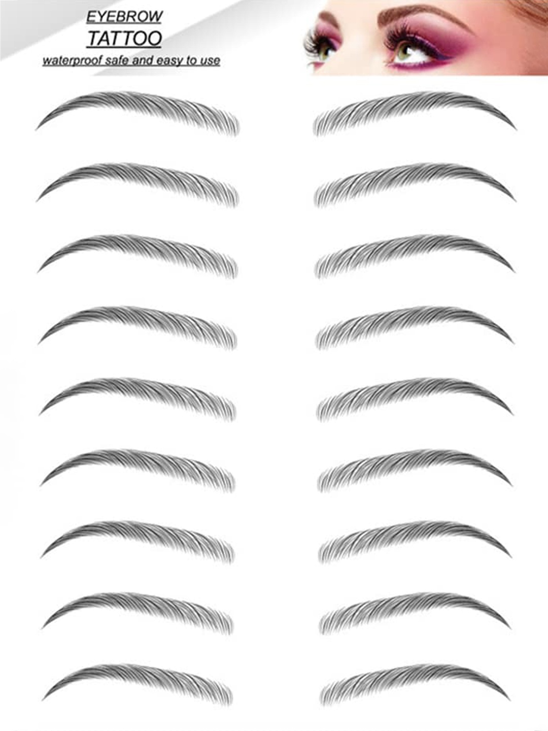 

S.A.V.I. 9 Pairs of Natural Eyebrow Temporary Tattoo Sticker - Black