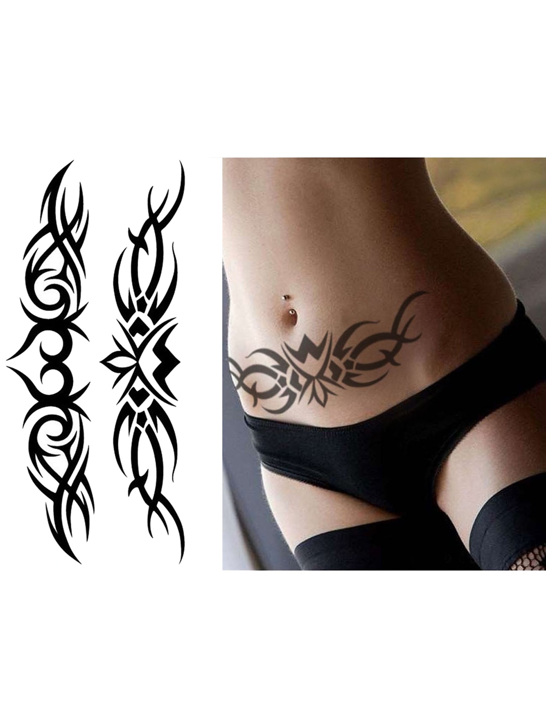 

S.A.V.I. Flower Circle Totem 3D Temporary Tattoo Sticker, Black