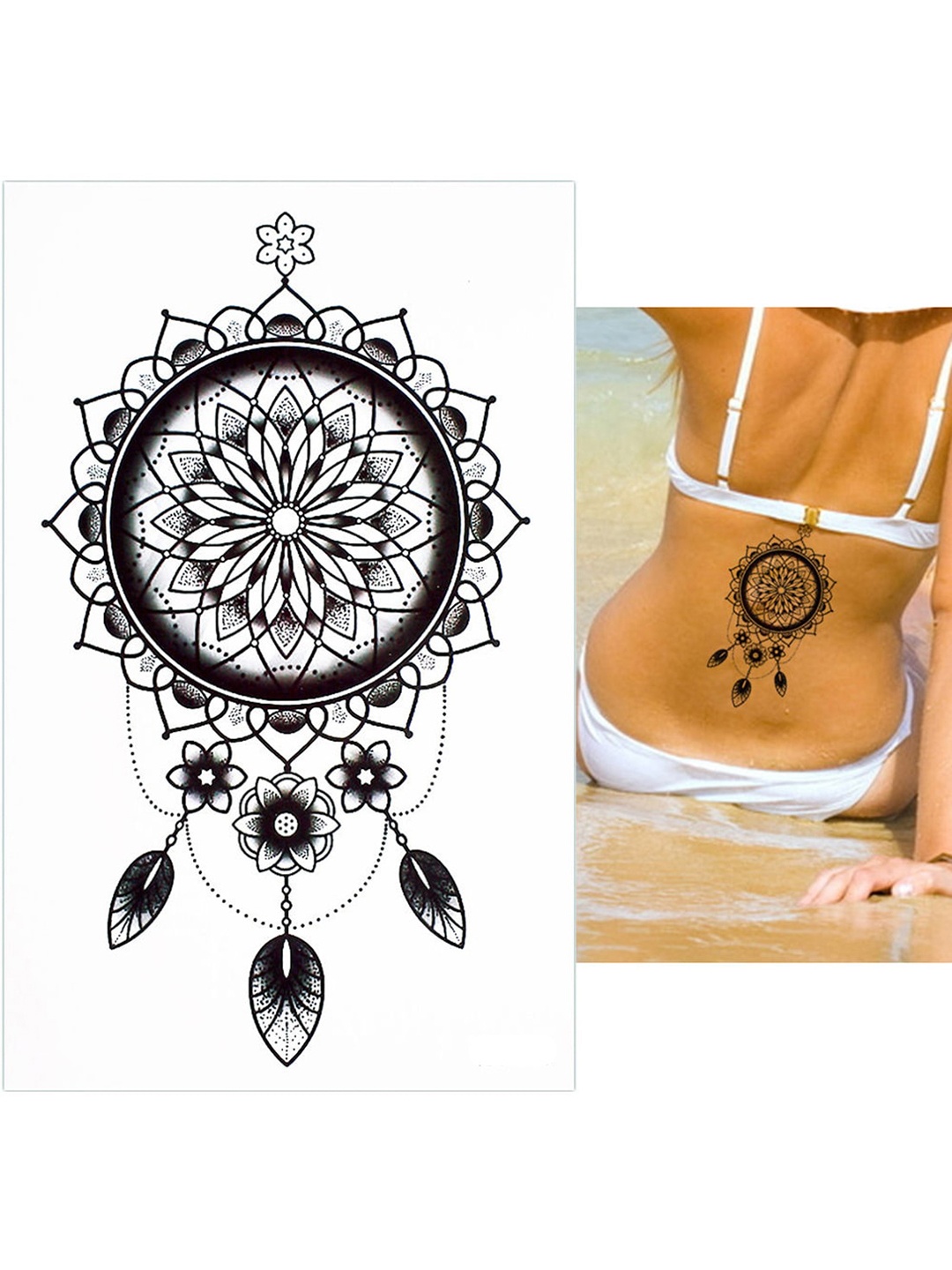 

S.A.V.I. Black Tribal Dream Catcher 3D Temporary Tattoo Sticker
