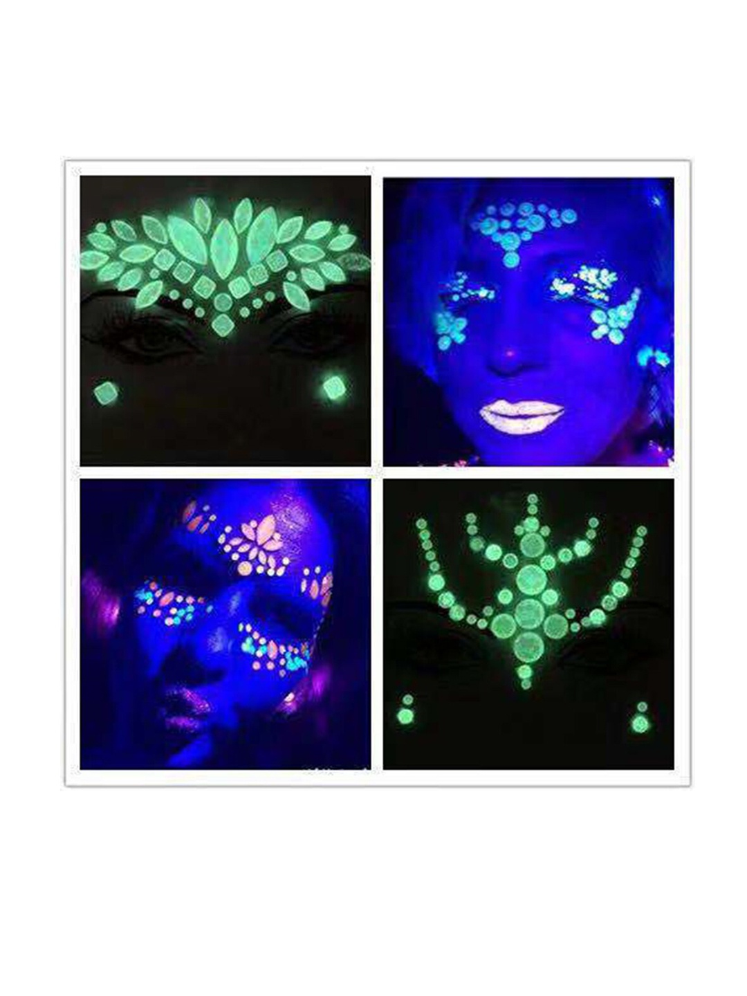 

S.A.V.I. Water Proof & Long Lasting 3D Luminous Crystal Diamond Face Sticker, Black