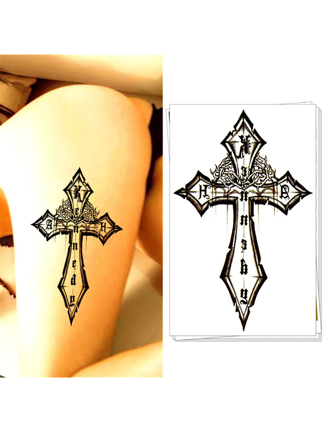 

S.A.V.I. Cross Sign 3D Temporary Tattoo Sticker, Black