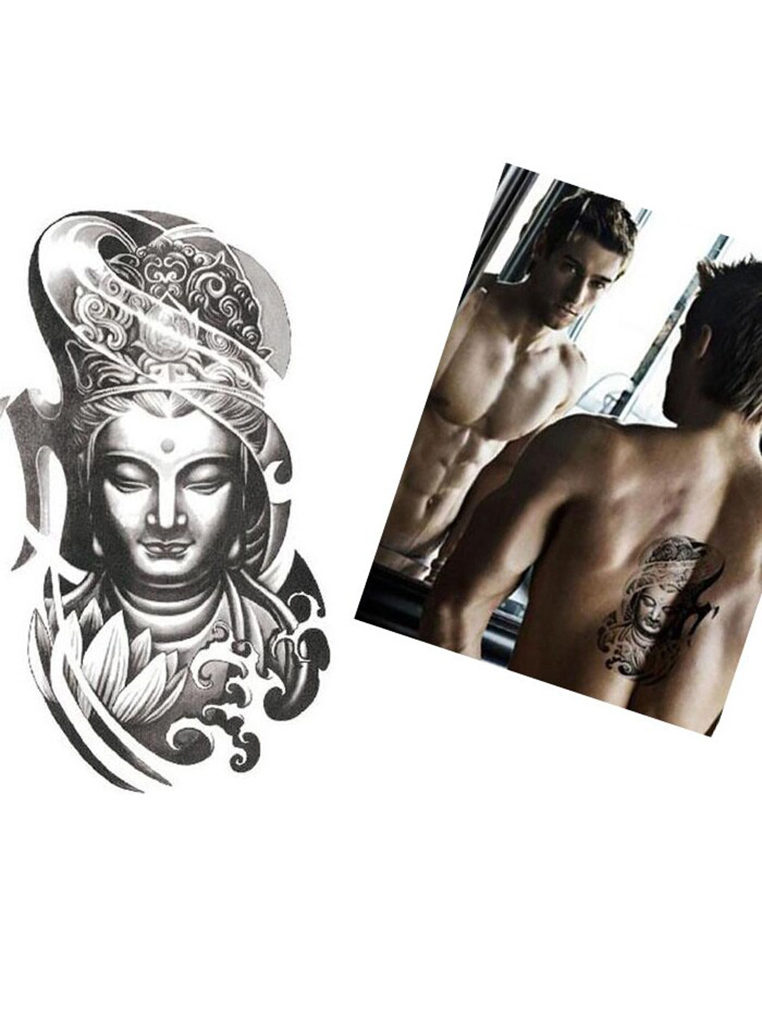 

S.A.V.I. 3D Buddha Temporary Waterproof Tattoo Sticker - Black