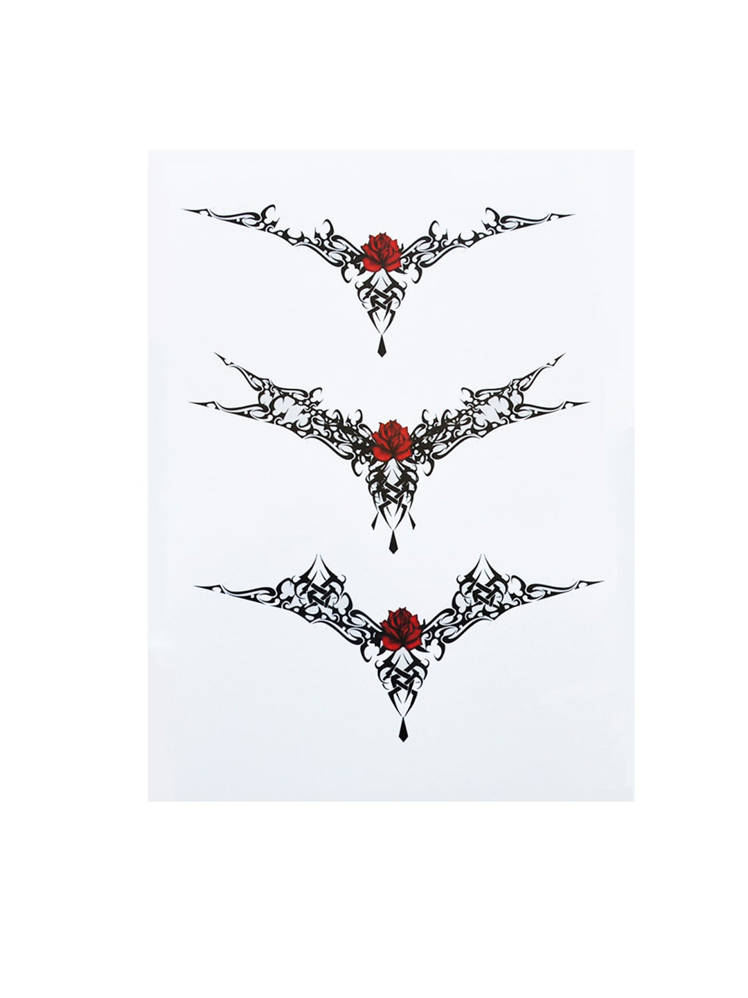

S.A.V.I. Black Big Rose Tribal Totem 3D Temporary Tattoo Sticker