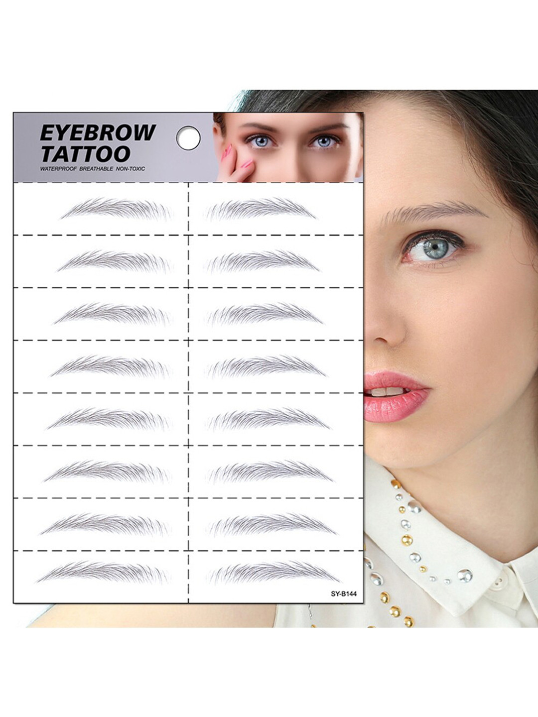 

S.A.V.I. 8 Pairs 6D Natural Look Eyebrow Styling Long Lasting Tattoo Stickers, Black