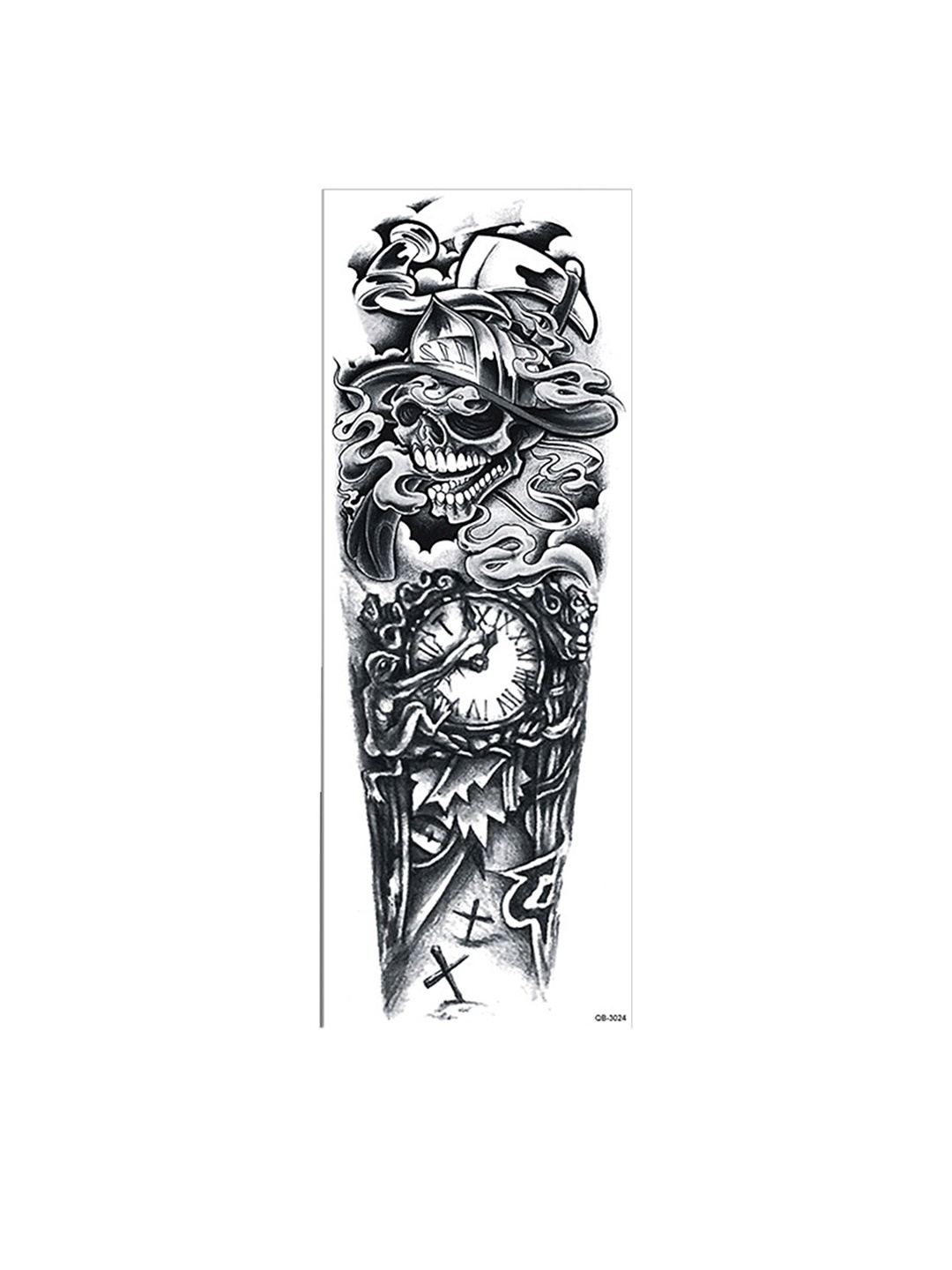 

S.A.V.I. Water Proof & Long Lasting 3D Full Arm Hand Temporary Tattoo Sticker, Black