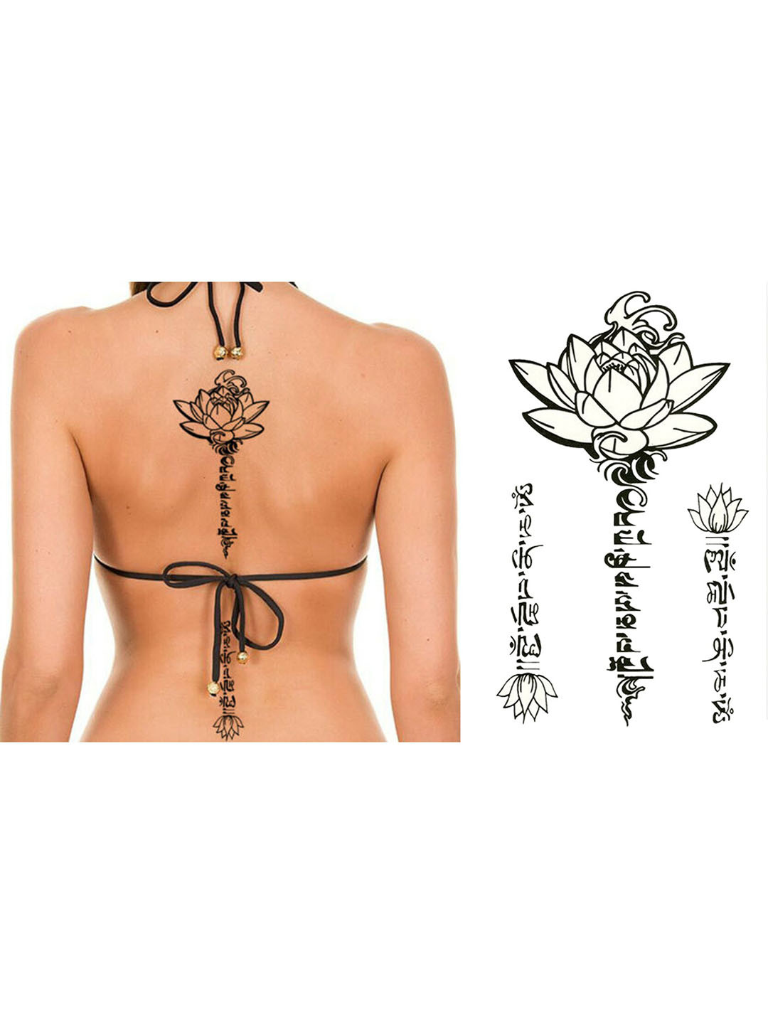 

S.A.V.I. Water Proof & Long Lasting 3D Tribal Totems Flower Temporary Tattoo Sticker, Black