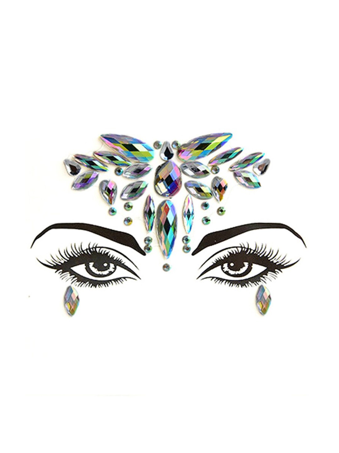 

S.A.V.I. Face Gems Waterproof Rave Eyes Decoration Rhinestone Self-adhesive Sticker Crystal Stickers, Black
