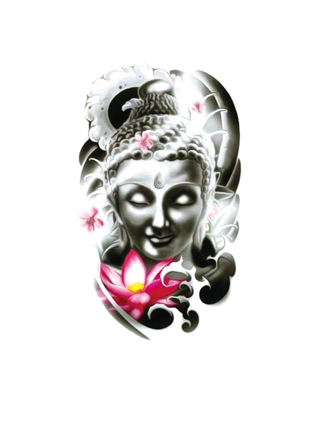 

S.A.V.I. 3D Buddha God Holy Religious Lotus Design Temporary Tattoo Stickers, Black